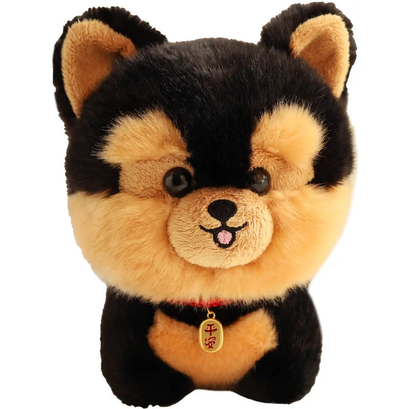 ZU Kawaii Teddy Pets Lifelike Fluffy Puppy Soft Doll Cute Small Chow Pomeranian Corgi Yorkie Plush Toys with Charm Gift for Girl