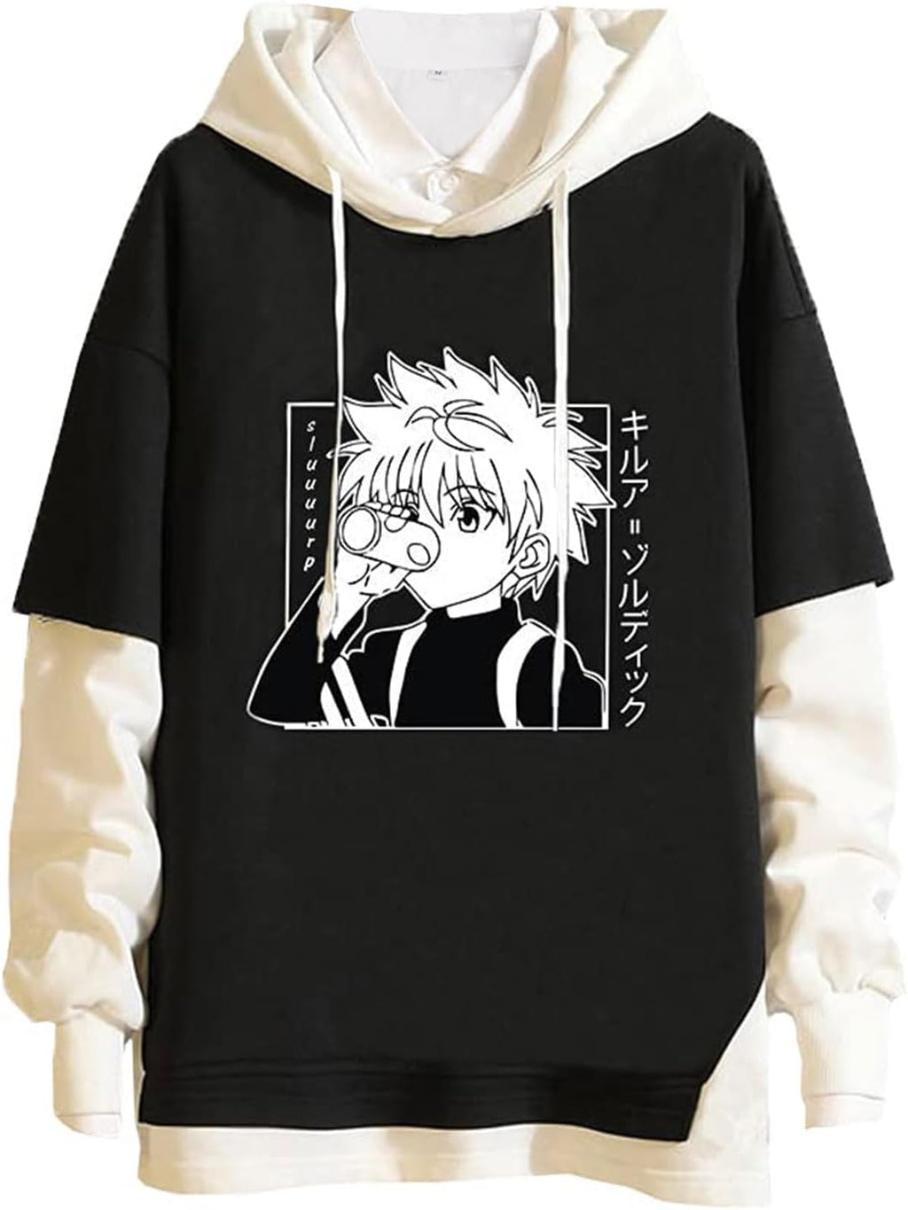 New Hoodie Japanese Anime Pullover Sweatshirt Long Sleeve for Men Women Black